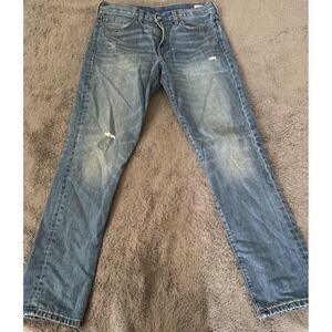 J Crew 770 Jeans Mens 33x34 LOT OF 2 Straight Fit Black Blue Denim